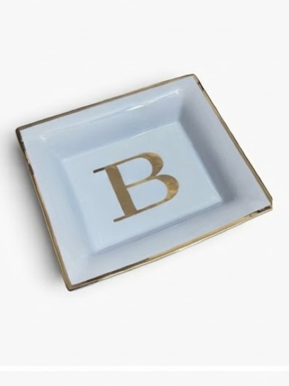 POTTERY BARN Monogrammed B Ceramic Trinket Dish White/Gold NWOT